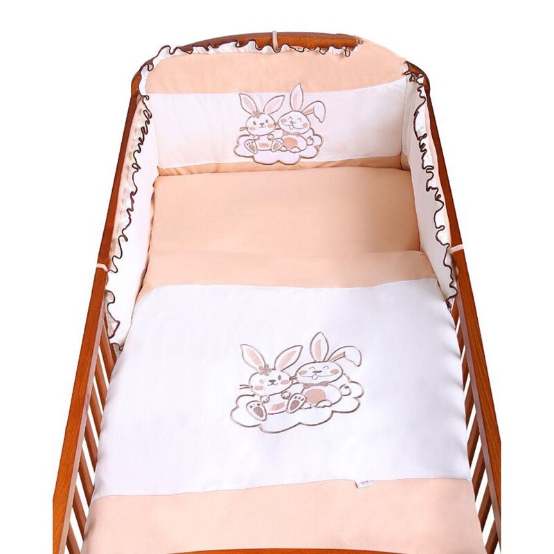 NEW BABY - 3-dielne posteľné obliečky Bunnies 100x135 oranžové