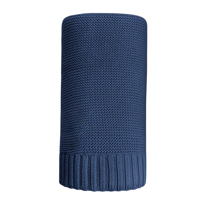 NEW BABY - Bambusová pletená deka 100x80 cm tmavo modrá