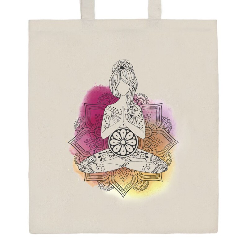 NEW BABY - Bavlnená nákupná taška prírodná s potlačou Mandala