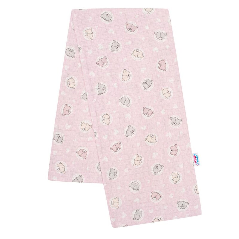 NEW BABY - Bavlnená plienka s potlačou ružová malé medvedíky