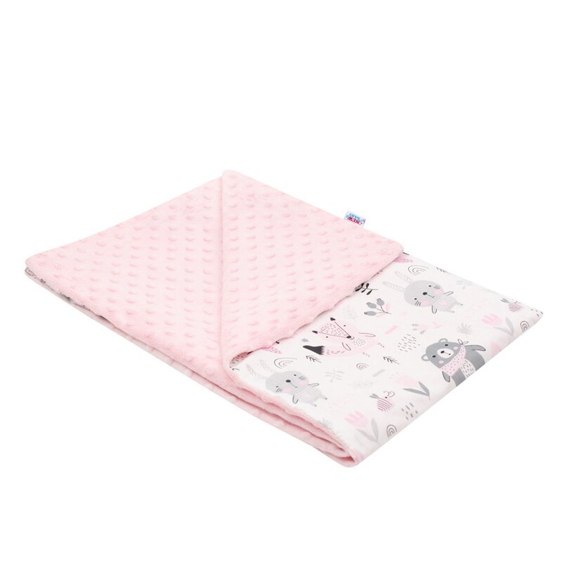 NEW BABY - Detská deka z Minky Medvedíkovia ružová 80x102 cm