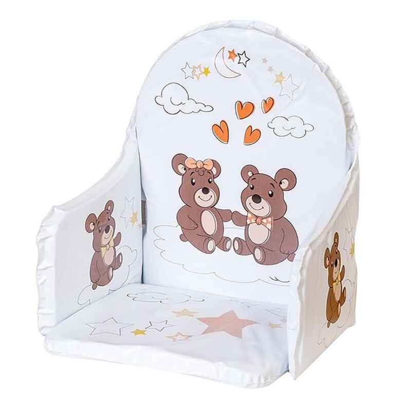 NEW BABY - Vložka do drevených jedálenských stoličiek typu Victory biela medvedíkovia