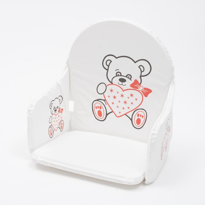 NEW BABY - Vložka do drevených jedálenských stoličiek typu Victory biela medvedík a srdiečko