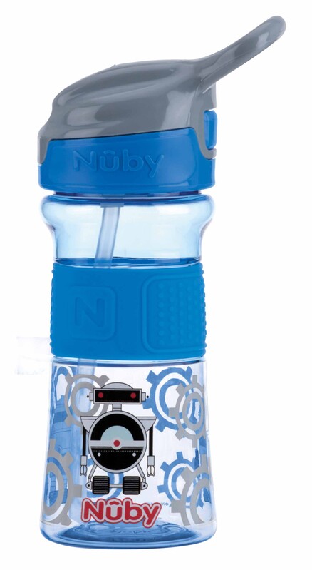 NUBY - Fľaša športová s mäkkou sklopiteľnou slamkou 360 ml, modrá, 3+