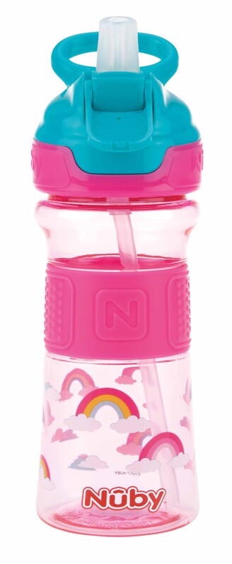 NUBY - Fľaša športová s mäkkou sklopiteľnou slamkou 360 ml, ružová, 3+