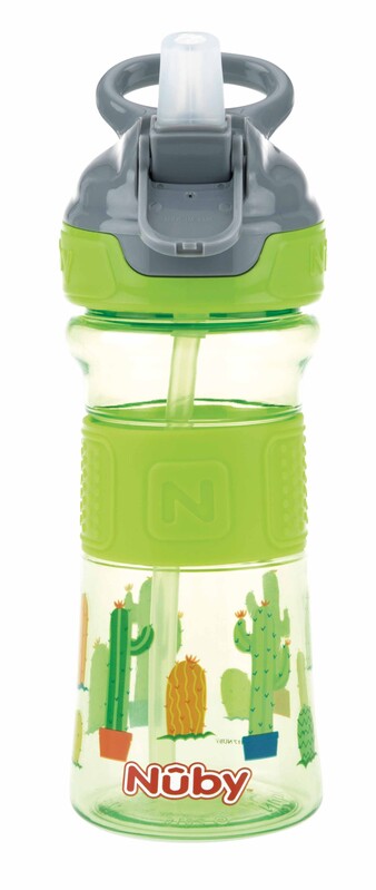 NUBY - Fľaša športová s mäkkou sklopiteľnou slamkou 360 ml, zelená, 3+