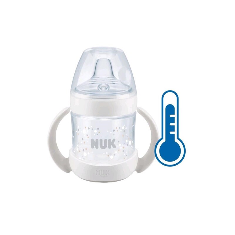 NUK - Dojčenská fľaša na učenie Nature Sense s kontrolou teploty 150 ml biela
