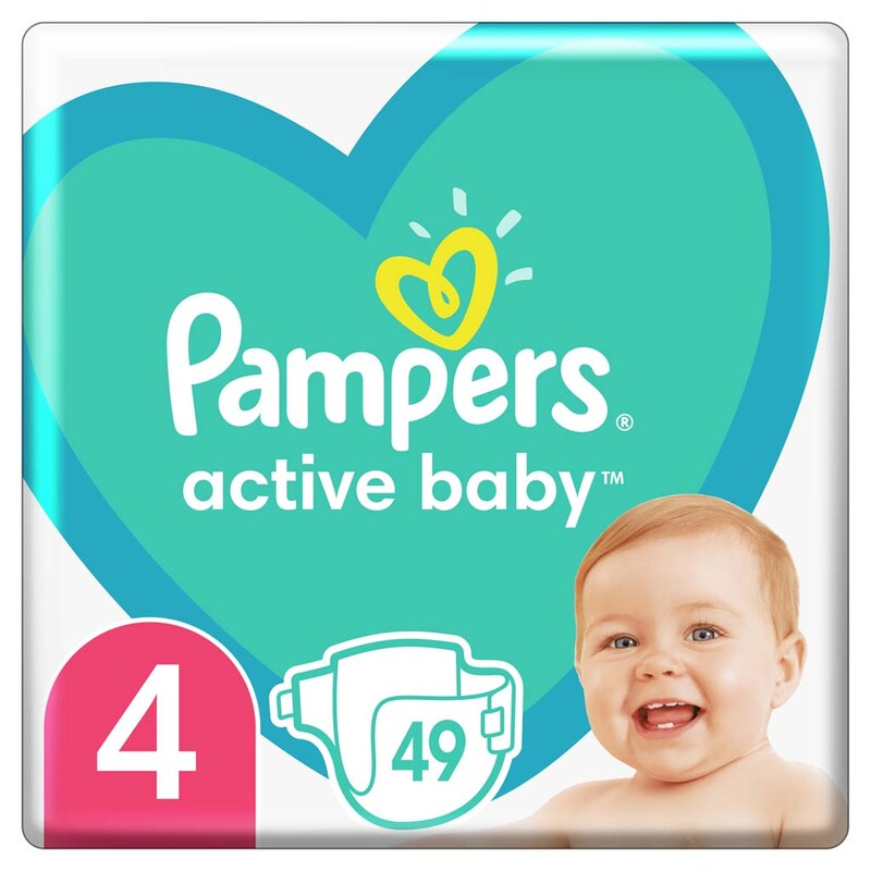 PAMPERS - Active Baby Plienky jednorázové 4 (9-14 kg) 49 ks