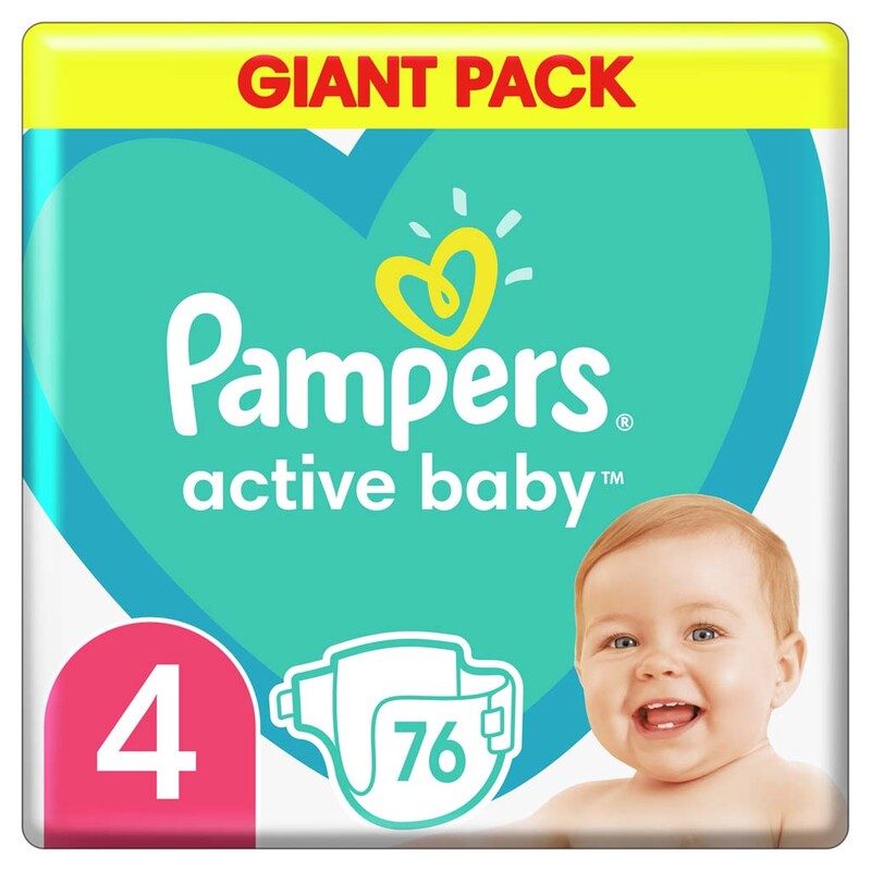PAMPERS - Active Baby Plienky jednorázové 4 (9-14 kg) 76 ks