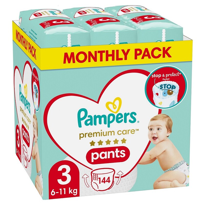 PAMPERS - Premium Care Nohavičky plienkové veľ. 3 (6-11 kg) 144 ks