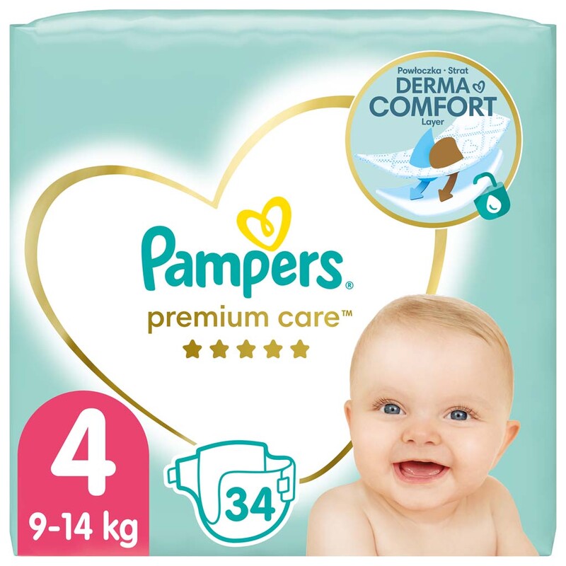 PAMPERS - Premium Care Plienky jednorázové 4 (9-14 kg) 34 ks
