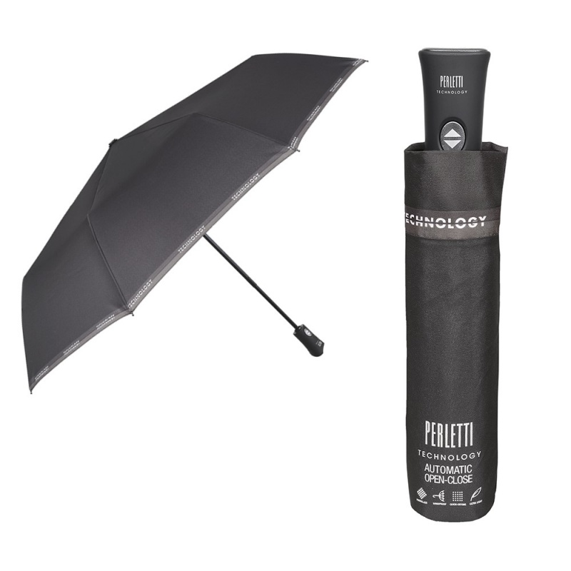 PERLETTI - Technology, Automatický skladací dáždnik Bordo / tmavomodrý, 21765