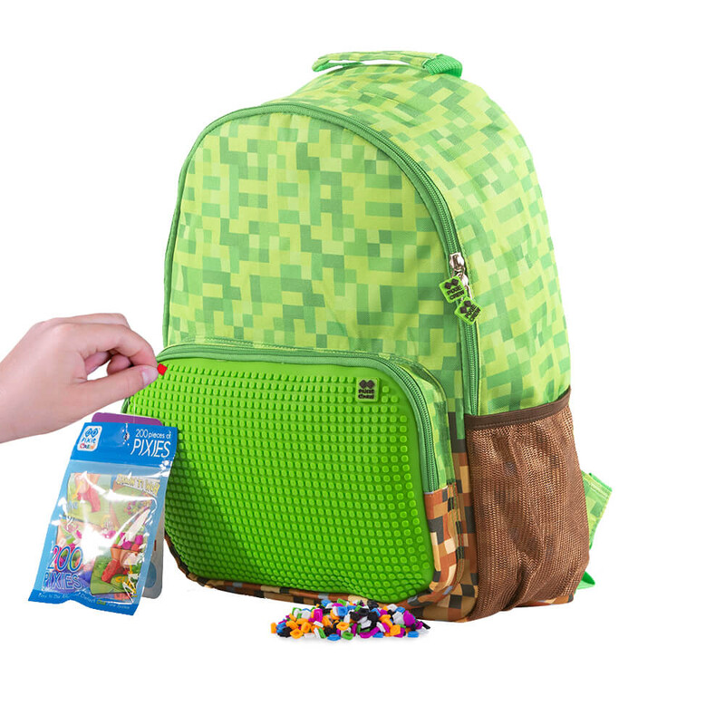 PIXIE CREW - voľnočasový batoh Adventure - zeleno-hnedá kocka