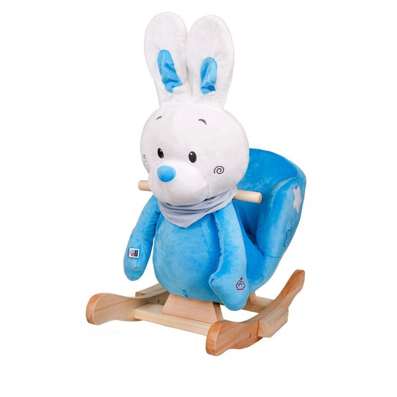 PLAYTO - Hojdacia hračka s melódiou králiček modrá