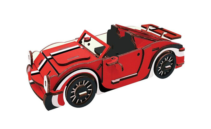 RAPPA - Woodcraft Drevené 3D puzzle Červený kabriolet