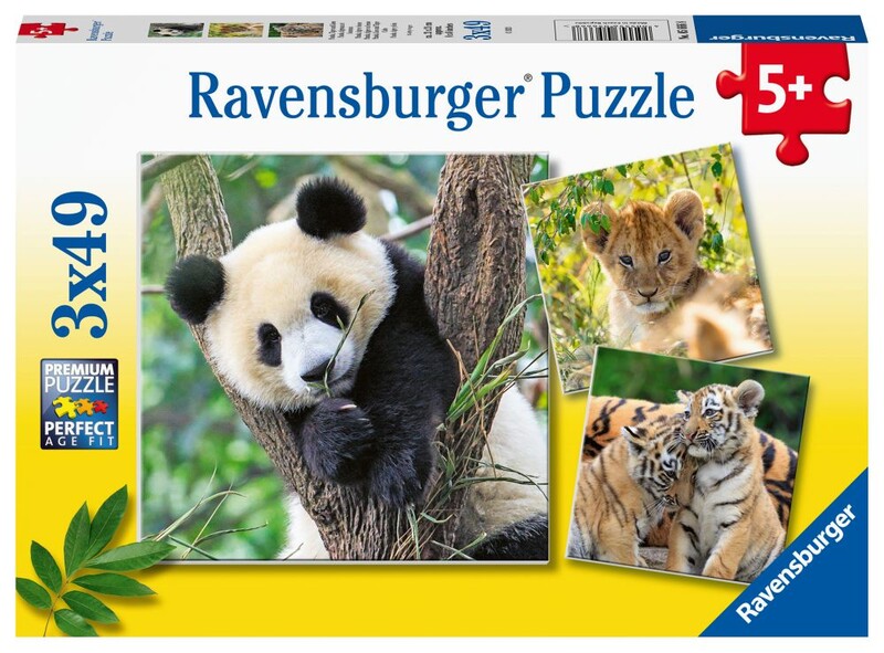 RAVENSBURGER - Panda, tiger a lev 3x49 dielikov