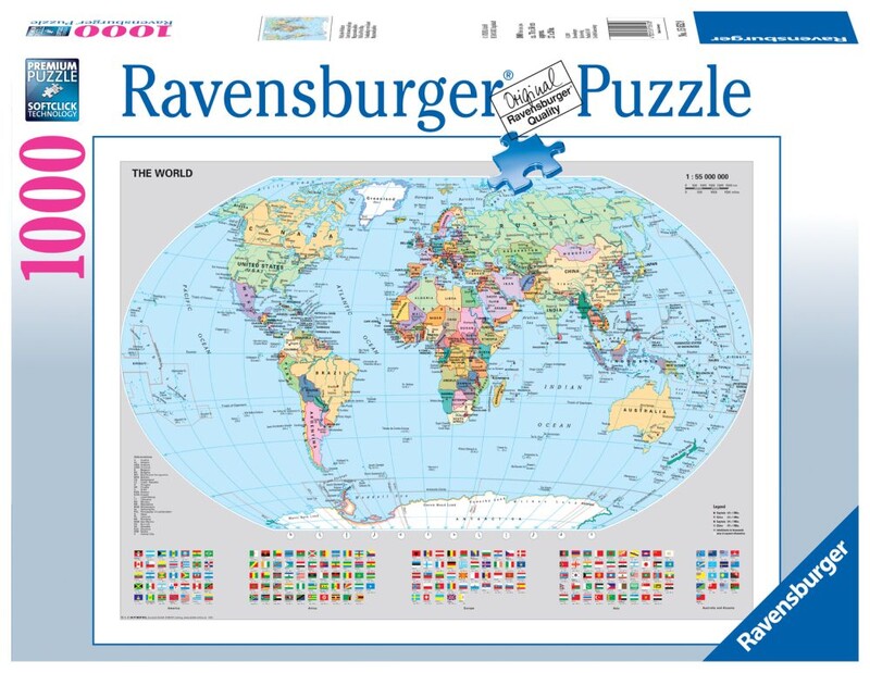 RAVENSBURGER - Politická mapa sveta 1000 dielikov