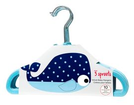 3 SPROUTS - Vešiaky 10 ks Whale Blue