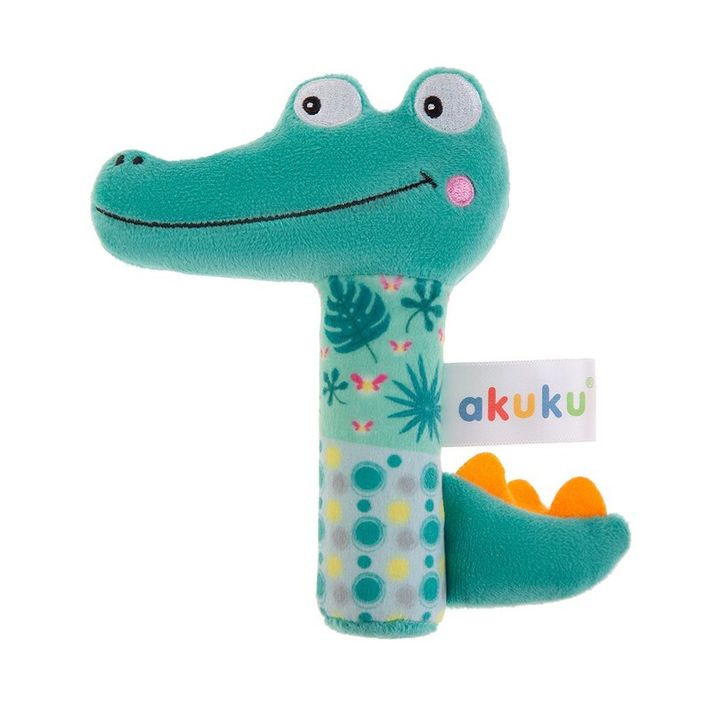 AKUKU - Detská pískacia plyšová hračka s hrkálkou Krokodíl