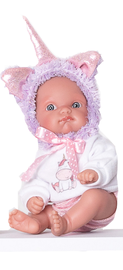 ANTONIO JUAN - 85105-2 Jednorožec fialový - realistická bábika bábätko s celovinylovým telom
