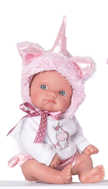 ANTONIO JUAN - 85105-3 Jednorožec fialový - realistická bábika bábätko s celovinylovým telom