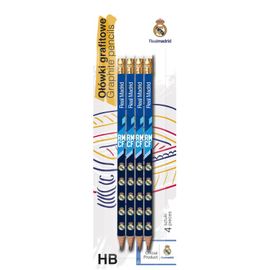 ASTRA - 4ks obyčajná ceruzka HB s gumou REAL MADRID, blister, 206018001