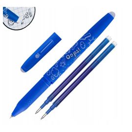 ASTRA - Gumovateľné pero OOPS! 0,6mm, modré, dve gumy + 2ks náplní, blister, 201319007