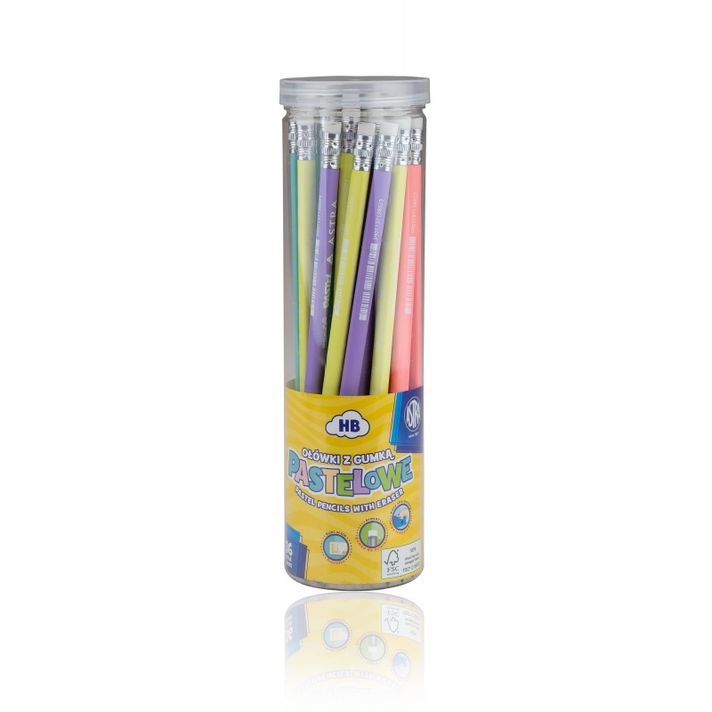 ASTRA - Pastel, obyčajná HB ceruzka s merítkom a  gumou, stojan, 206120006