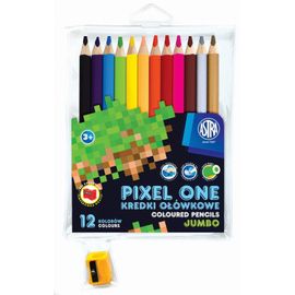 ASTRA - Školské farbičky JUMBO 12ks + strúhadlo, MINECRAFT Pixel One, 312221005