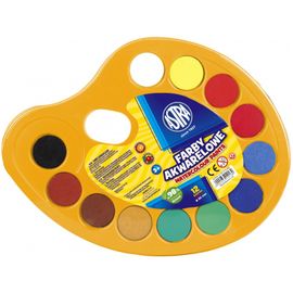ASTRA - Vodové farby na paletke priemer 30mm, 12 farieb, 83216903