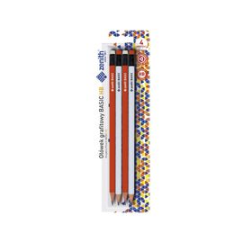 ASTRA - ZENITH Basic, 4ks Obyčajná HB ceruzka s gumou, blister, 206315004