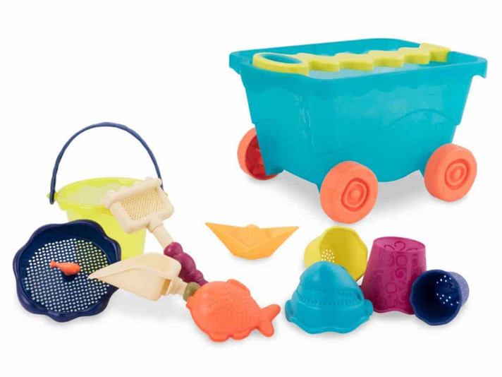 B-TOYS - Vozík s hračkami na piesok modrý