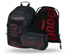 BAAGL - SADA 3 Skate Red: batoh, peračník, vrecko