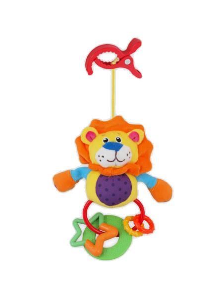 BABY MIX - Plyšová hračka s hrkálkou lev s klipom
