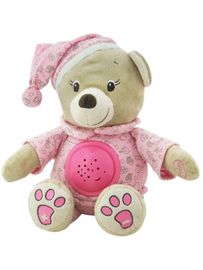 BABY MIX - Plyšový zaspávačik medvedík s projektorom ružový