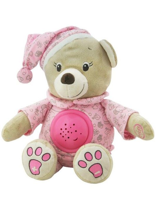 BABY MIX - Plyšový zaspávačik medvedík s projektorom ružový