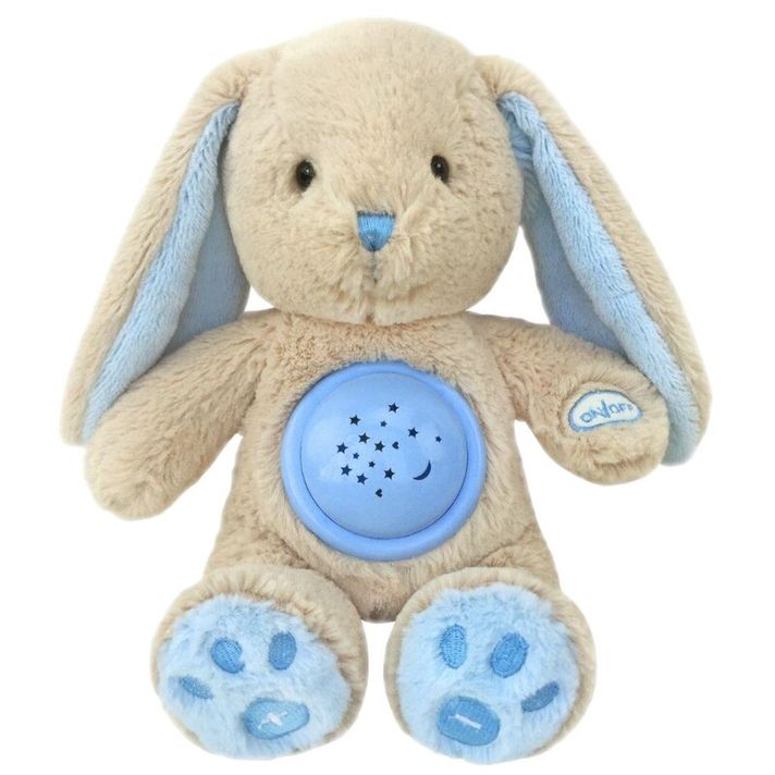 BABY MIX - Plyšový zaspávačik zajačik s projektorom  modrý