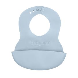 BABYONO - Podbradník mäkký plastový s vreckom bez BPA blue 6m+
