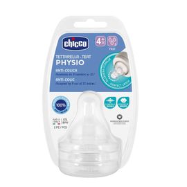 CHICCO - Cumlík na fľašu Perfect 5 fyziologický silikón, rýchly prietok 4 m+, 2 ks