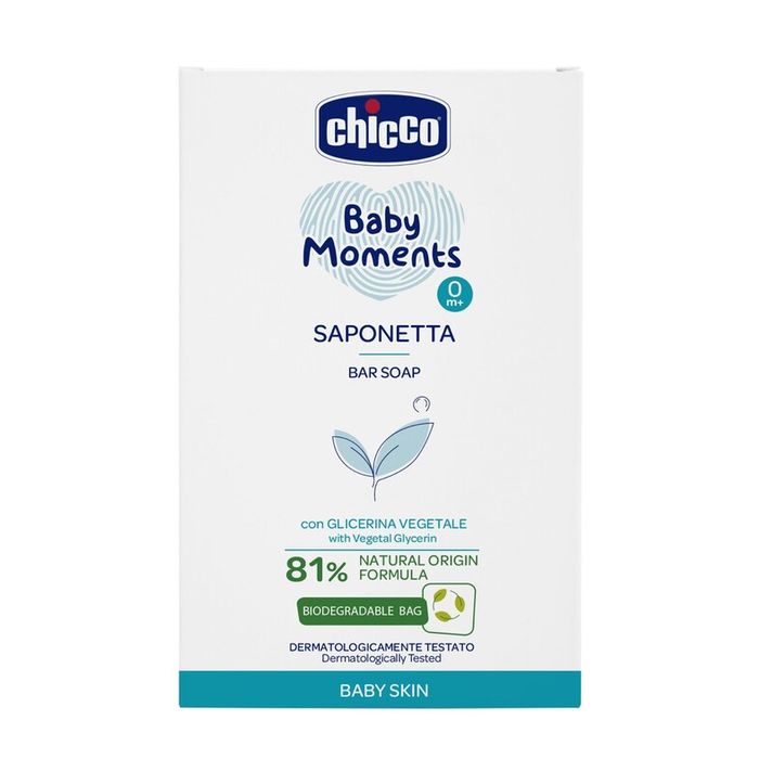 CHICCO - Mydlo na ruky tuhé s rastlinným glycerínom Baby Moments 81 % prírodných zložiek 100 g