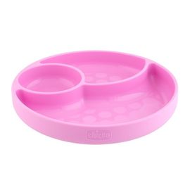 CHICCO - Silikónový tanier ružová 12 m+