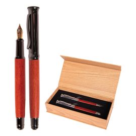 CRESCO - Bombičkové + guľôčkové pero IMPRESSIVE - sada v krabičke (imitácia svetlého dreva)