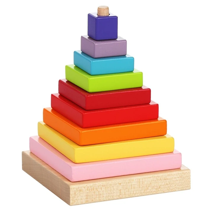 CUBIKA - 13357 Farebná pyramída - drevená skladačka 9 dielov
