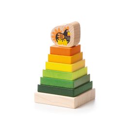 CUBIKA - 15276 Farebná pyramída sa sliepočkou - drevená skladačka 8 dielov