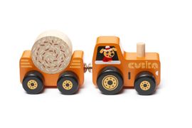 CUBIKA - 15351 Traktor s vlekom - drevená skladačka s magnetom 3 diely