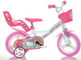 DINO BIKES - Detský bicykel 124RLHK2 - 12" Hello Kitty so sedačkou pre bábiku a košíkom