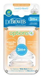 DR.BROWNS - Cumlík na fľaše Options+ široké hrdlo 3m+ silikónový 2ks (WN2201)