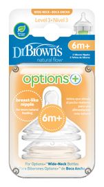 DR.BROWNS - Cumlík na fľaše Options+ široké hrdlo 6m+ silikónový 2ks (WN3201)