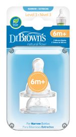 DR.BROWNS - Cumlík na fľaše Options+ úzke 6m+ silikónový 2ks (332-INTL)