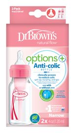DR.BROWNS - Fľaša antikolik Options+ úzka 2x120ml plast ružová (SB42305)